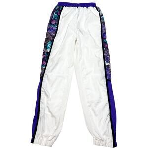 Vintage East West Track Suit Pants Women Medium White Purple Multicolor 1980s